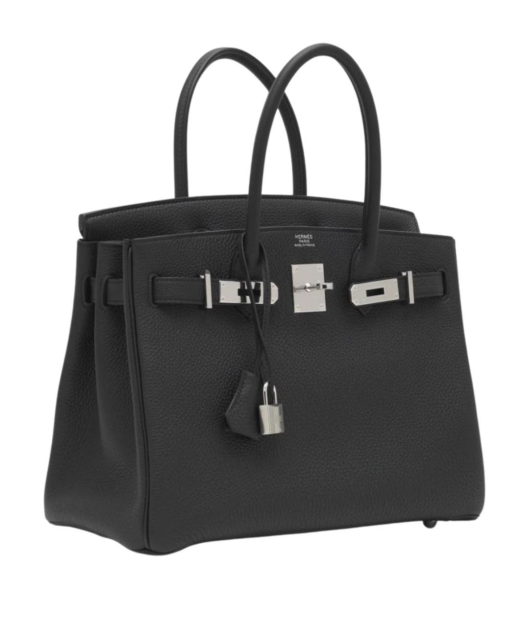 HERMES Черная кожаная сумка с короткими ручками, фото 1
