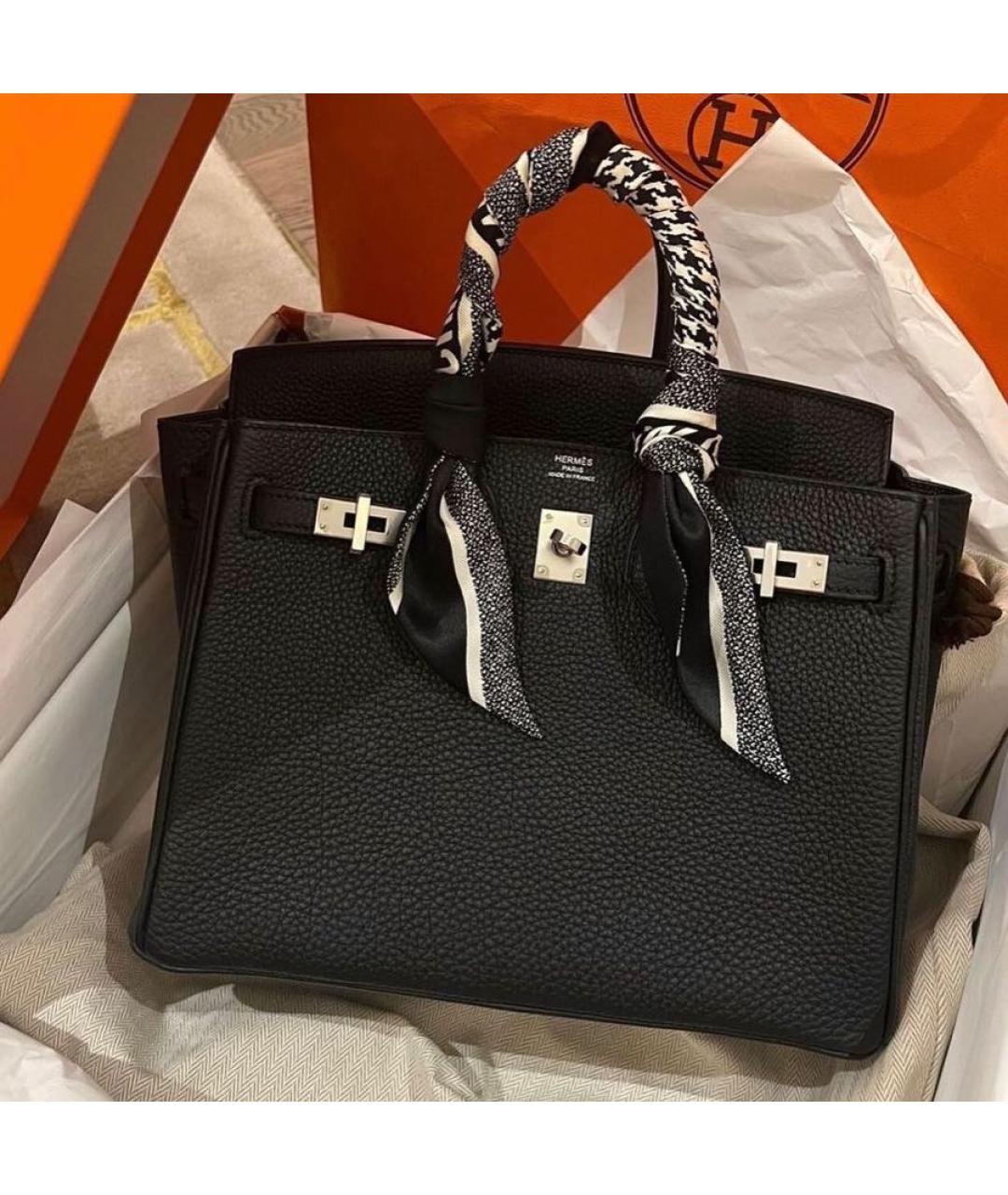 HERMES Черная кожаная сумка с короткими ручками, фото 2