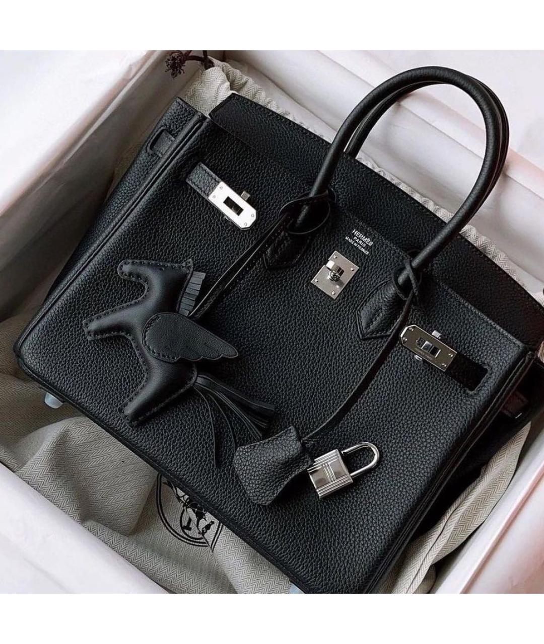 HERMES Черная кожаная сумка с короткими ручками, фото 3