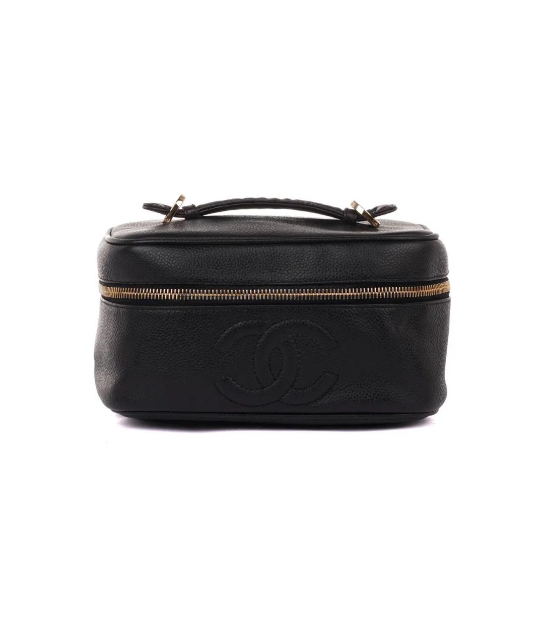 CHANEL Черная кожаная сумка с короткими ручками, фото 2