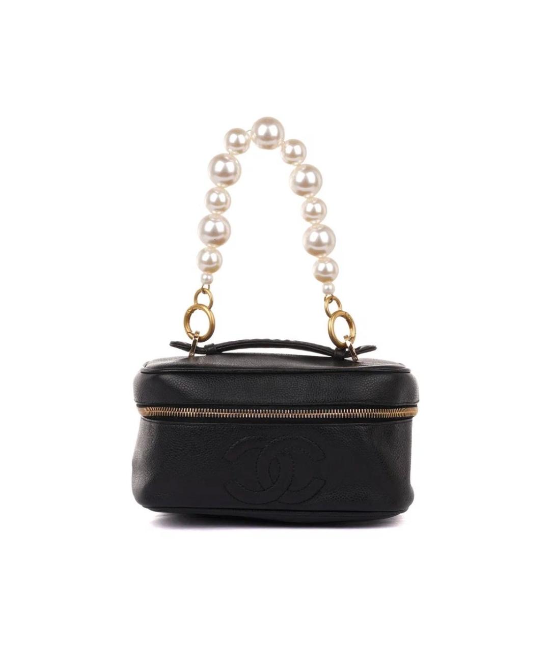 CHANEL Черная кожаная сумка с короткими ручками, фото 1