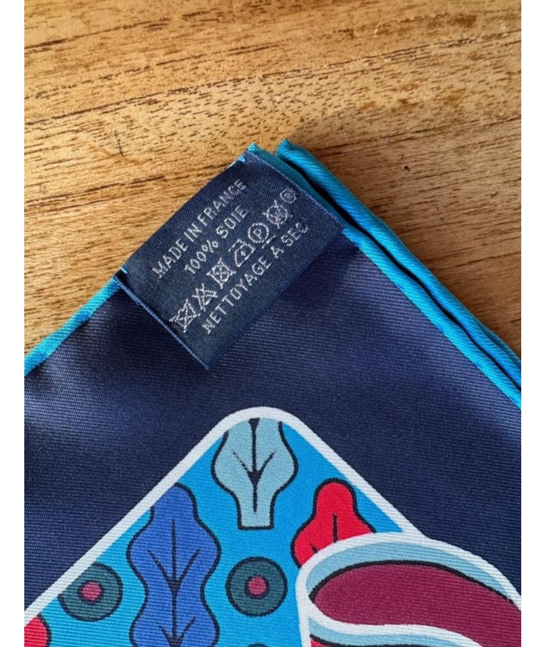 HERMES Синий шелковый платок, фото 3