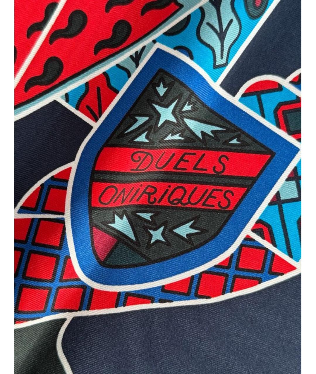 HERMES Синий шелковый платок, фото 2