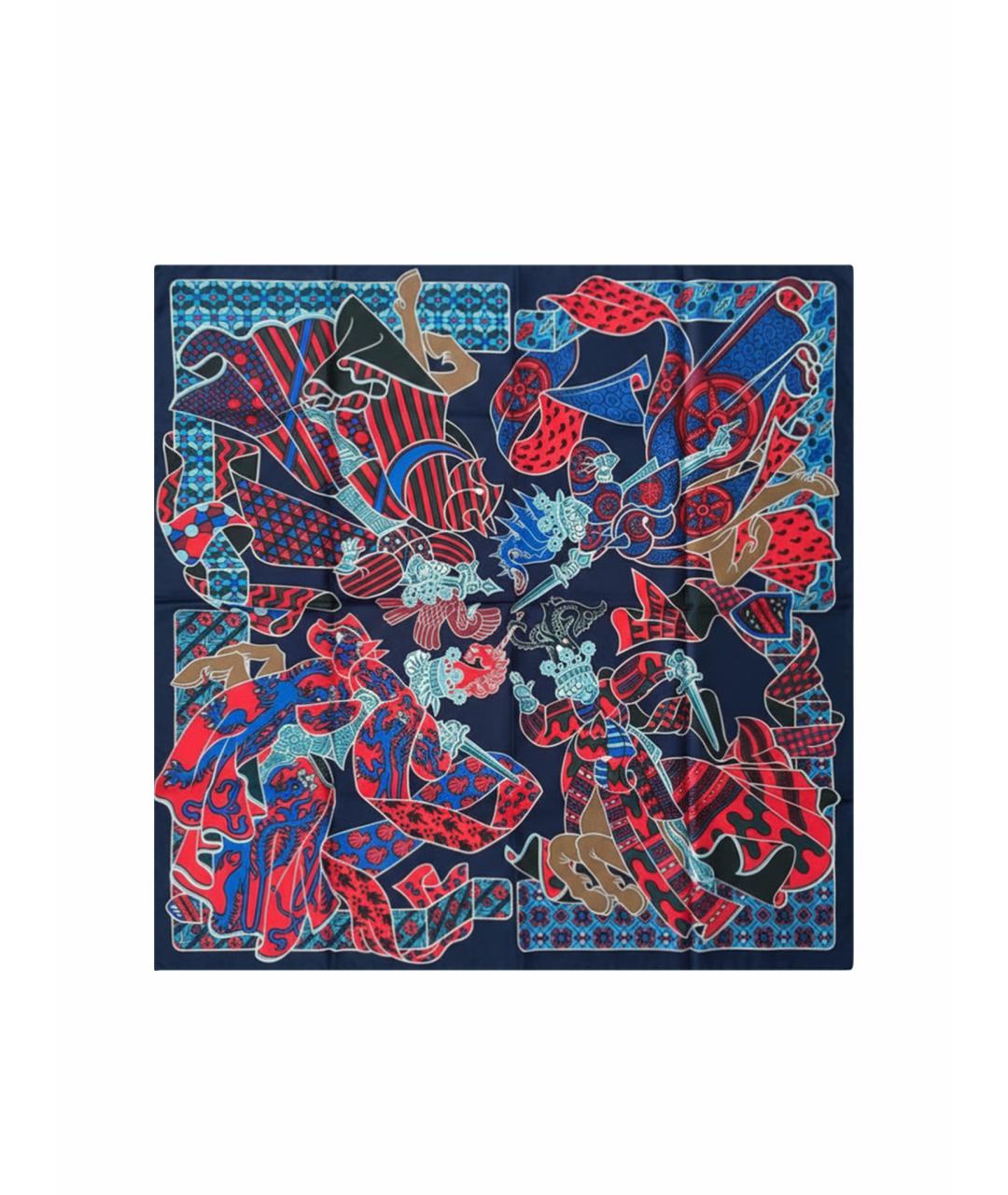 HERMES Синий шелковый платок, фото 1