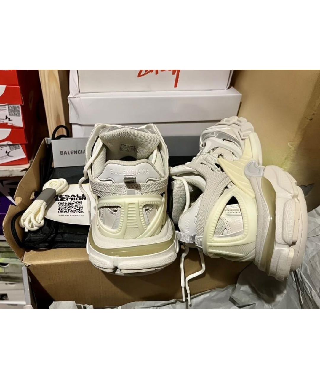 BALENCIAGA Бежевые текстильные низкие кроссовки / кеды, фото 4