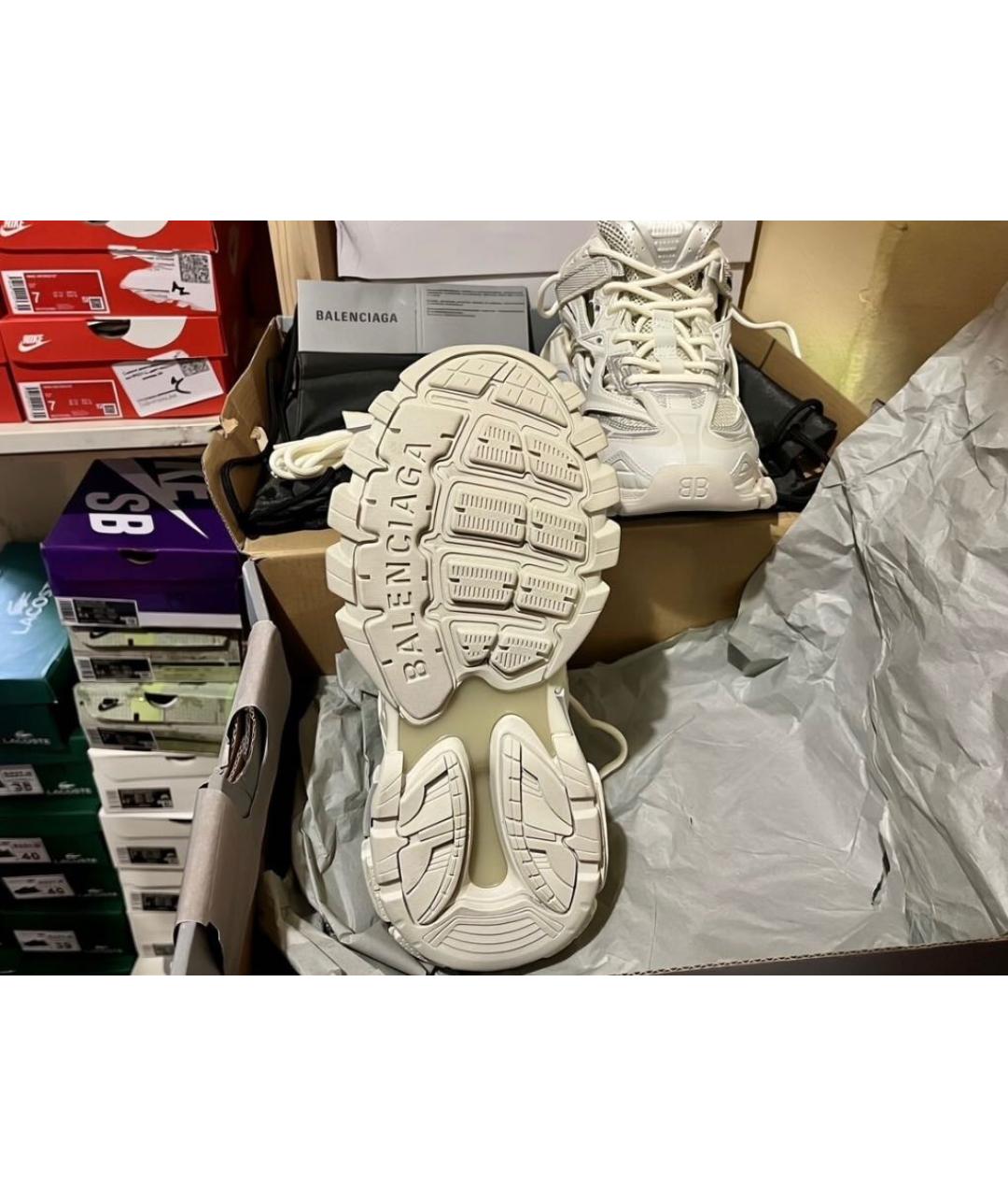 BALENCIAGA Бежевые текстильные низкие кроссовки / кеды, фото 3