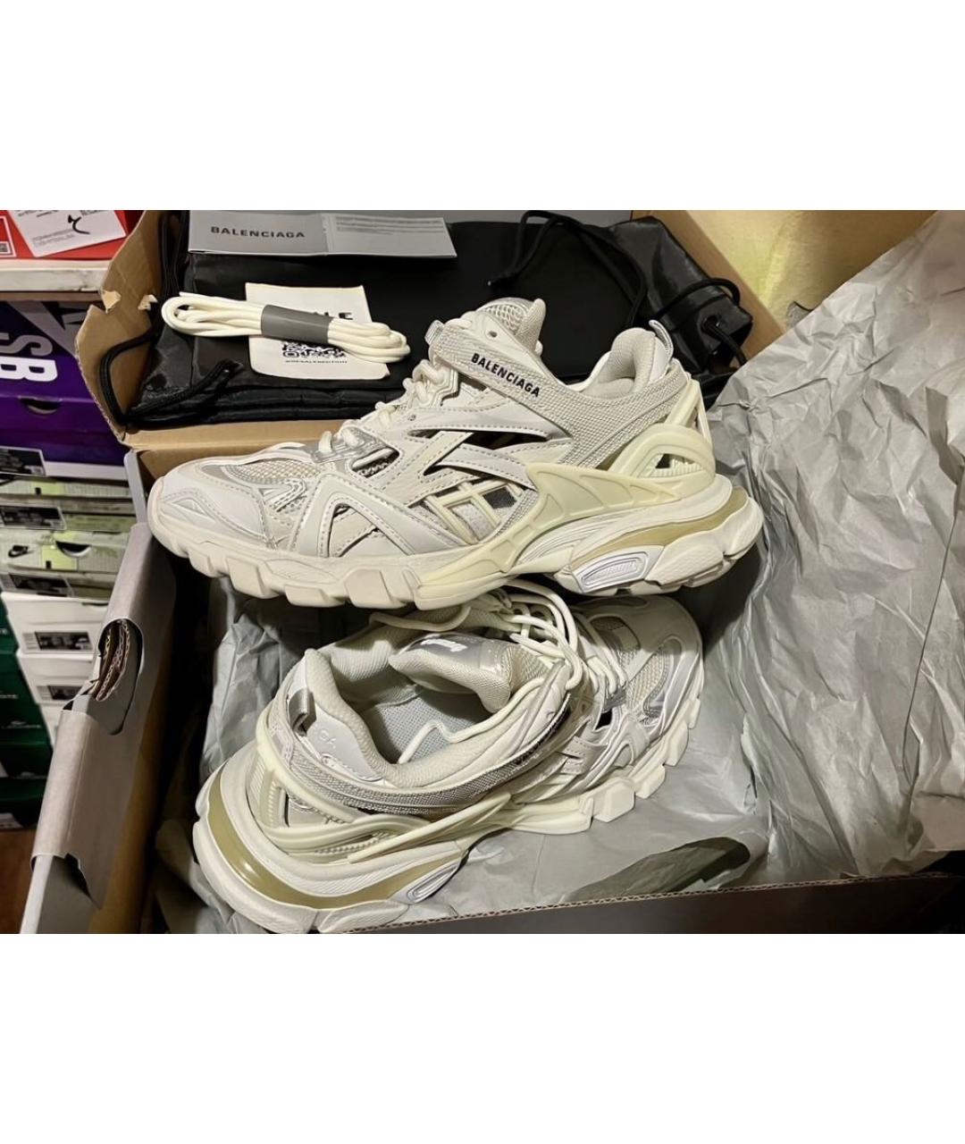 BALENCIAGA Бежевые текстильные низкие кроссовки / кеды, фото 9
