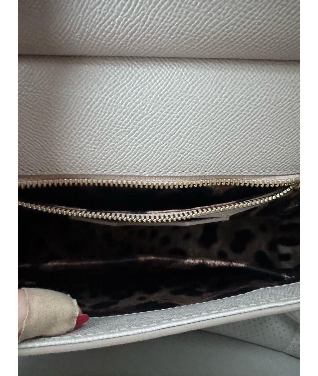 DOLCE&GABBANA Бежевая кожаная сумка с короткими ручками, фото 5