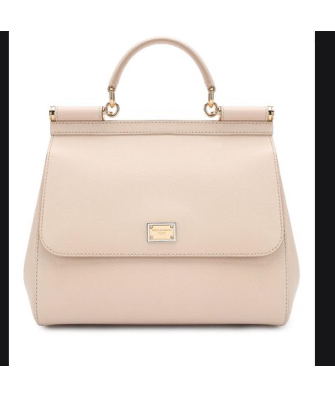 DOLCE&GABBANA Бежевая кожаная сумка с короткими ручками, фото 6