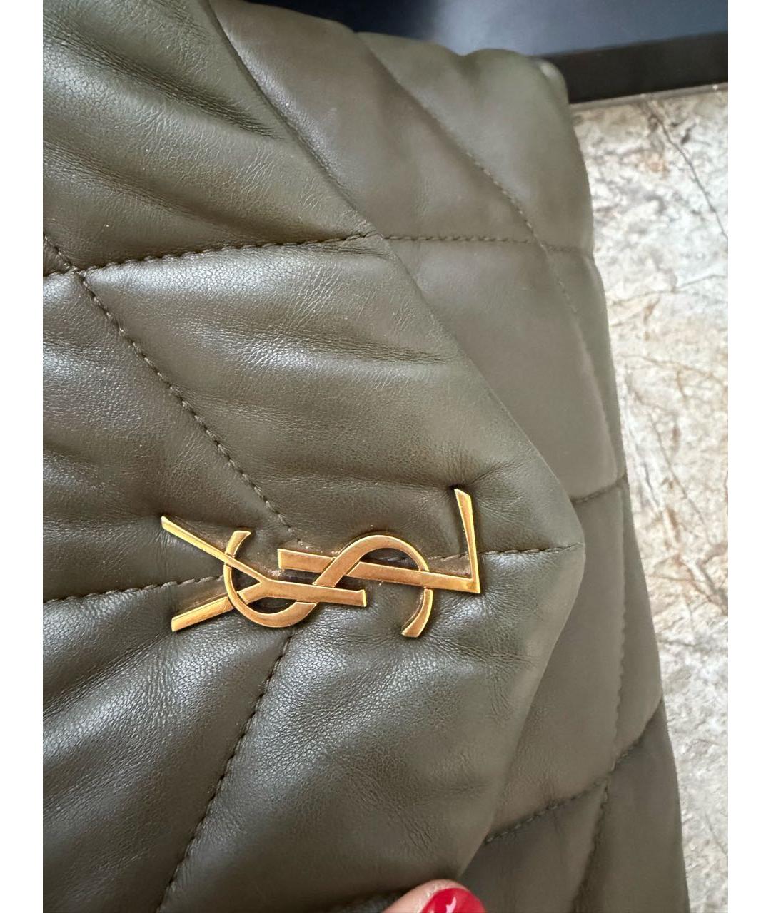 SAINT LAURENT Хаки кожаная сумка через плечо, фото 5
