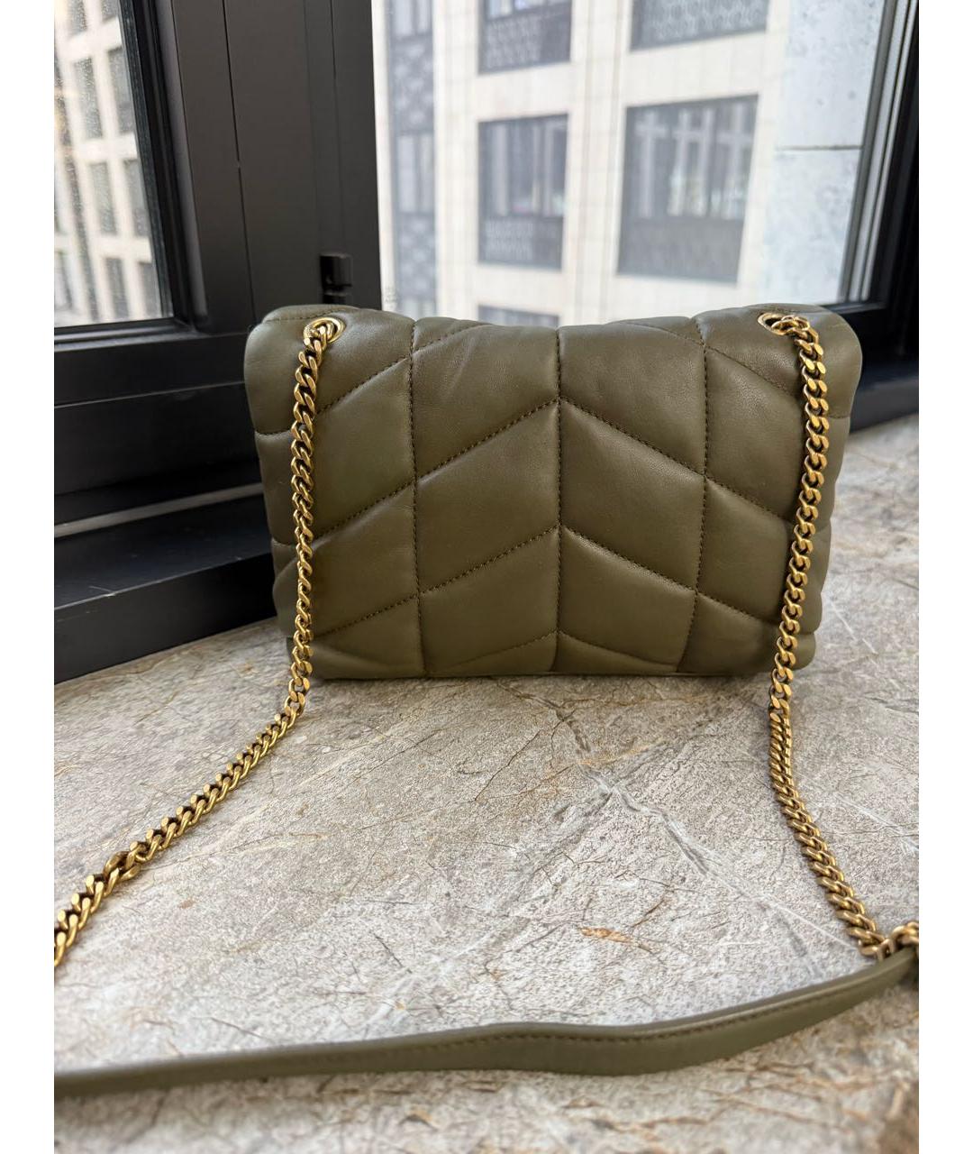 SAINT LAURENT Хаки кожаная сумка через плечо, фото 3