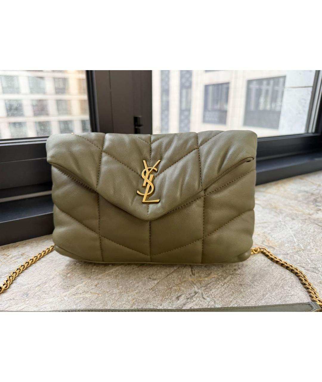 SAINT LAURENT Хаки кожаная сумка через плечо, фото 9