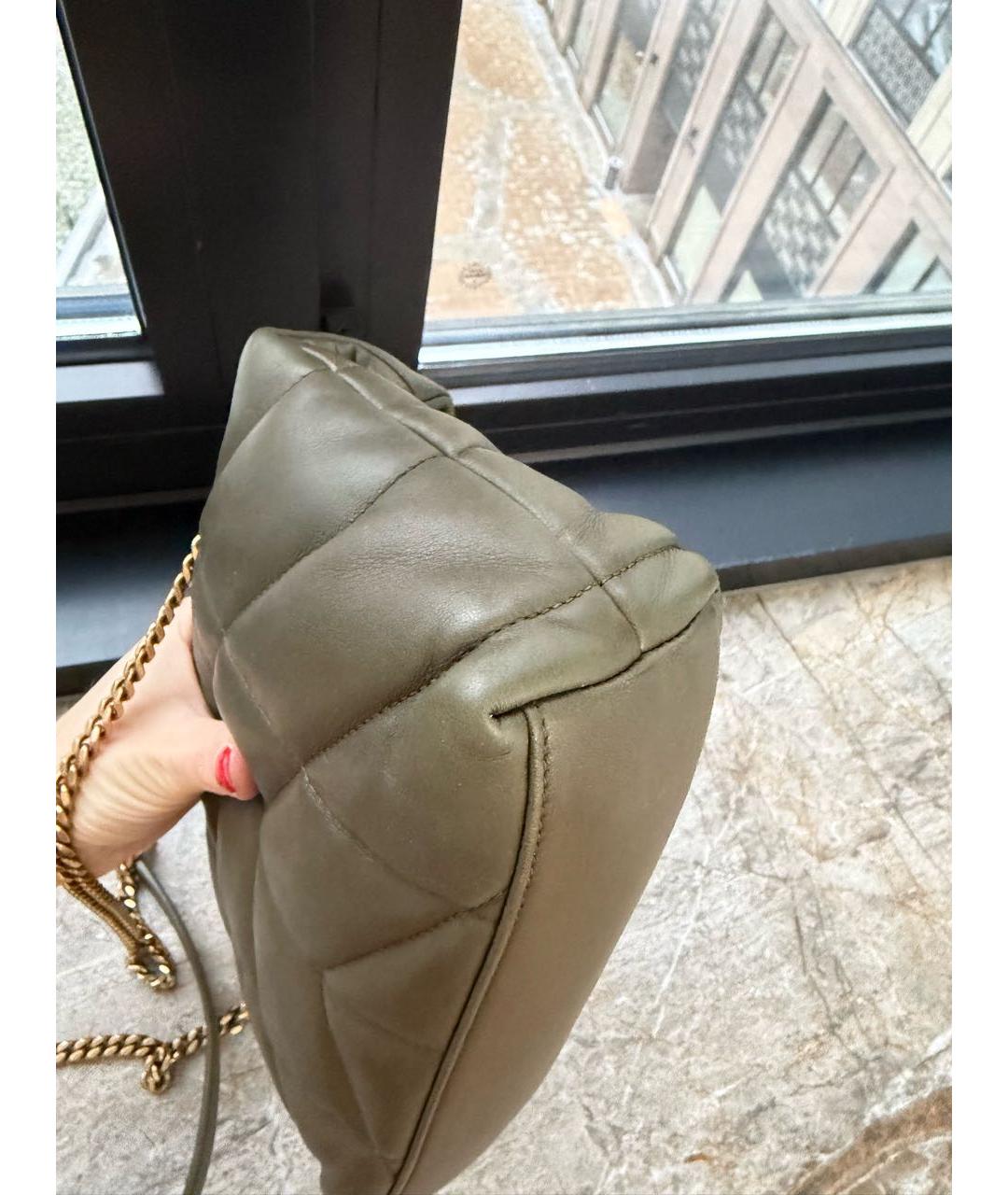 SAINT LAURENT Хаки кожаная сумка через плечо, фото 7