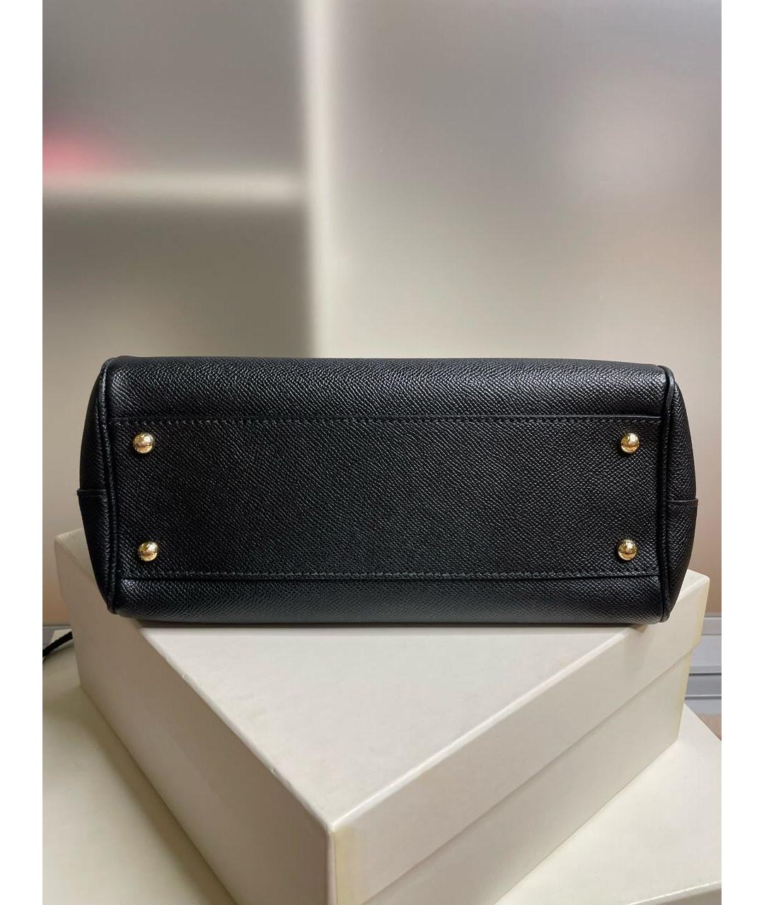 DOLCE&GABBANA Черная кожаная сумка с короткими ручками, фото 6