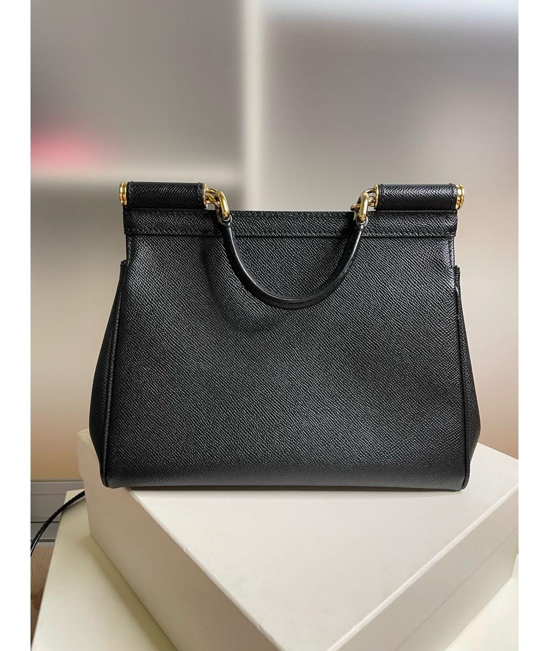 DOLCE&GABBANA Черная кожаная сумка с короткими ручками, фото 2