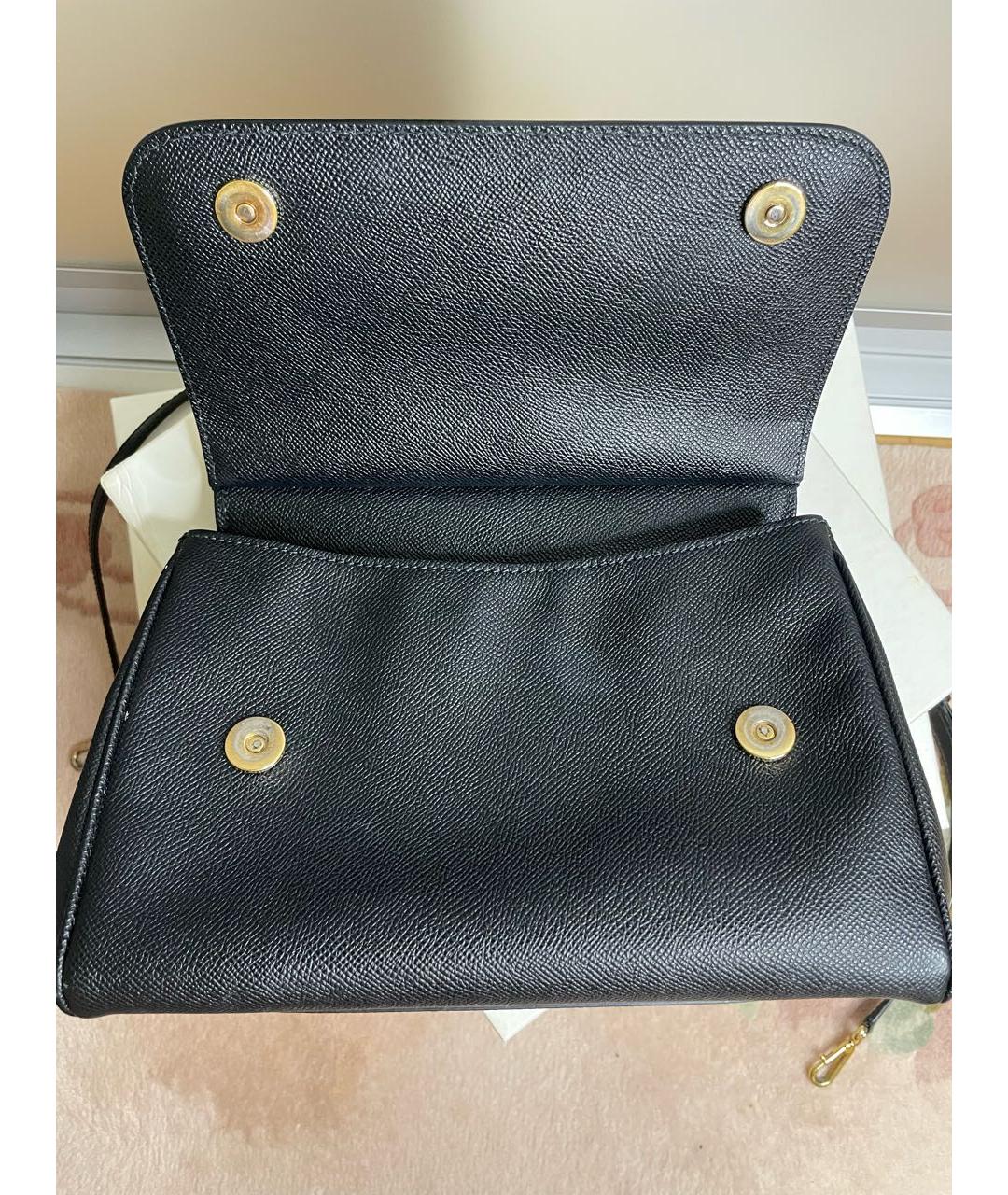 DOLCE&GABBANA Черная кожаная сумка с короткими ручками, фото 4