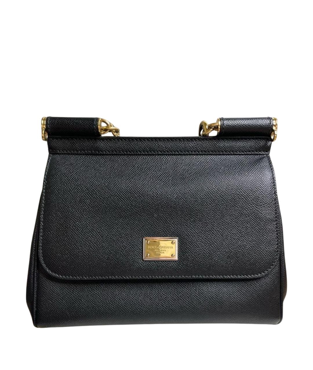 DOLCE&GABBANA Черная кожаная сумка с короткими ручками, фото 1