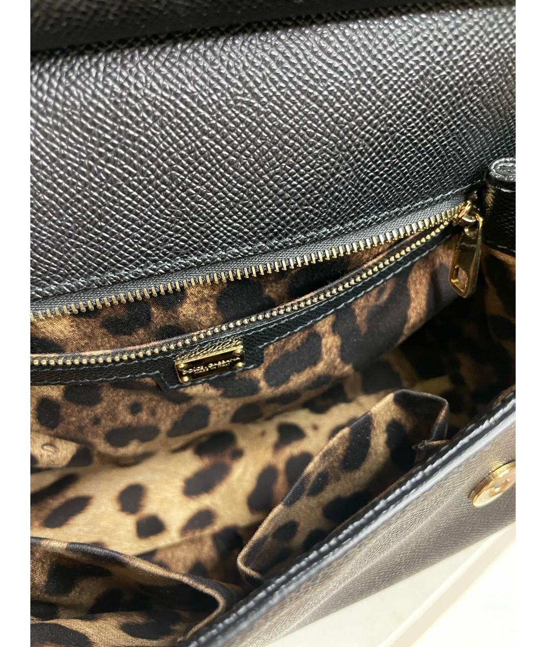 DOLCE&GABBANA Черная кожаная сумка с короткими ручками, фото 5