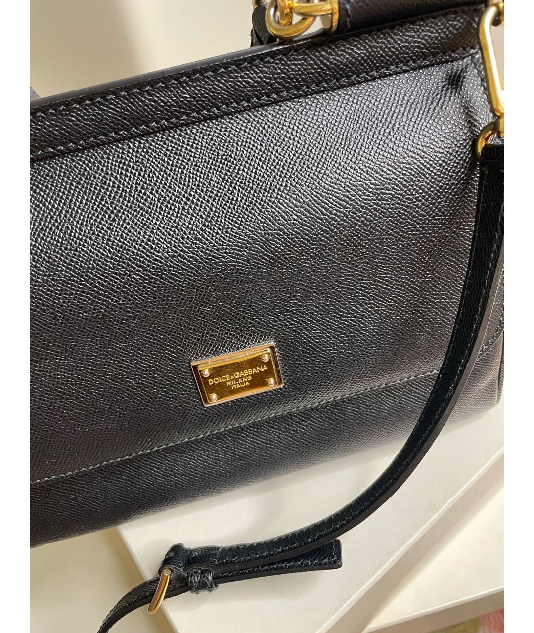 DOLCE&GABBANA Черная кожаная сумка с короткими ручками, фото 8