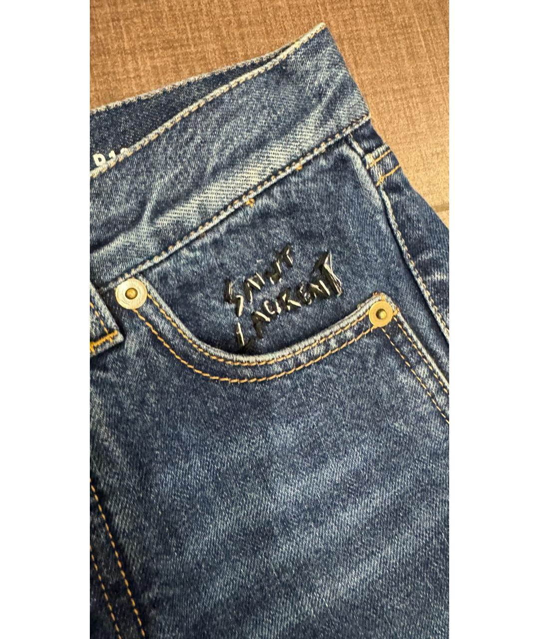 SAINT LAURENT Темно-синие хлопковые джинсы слим, фото 2