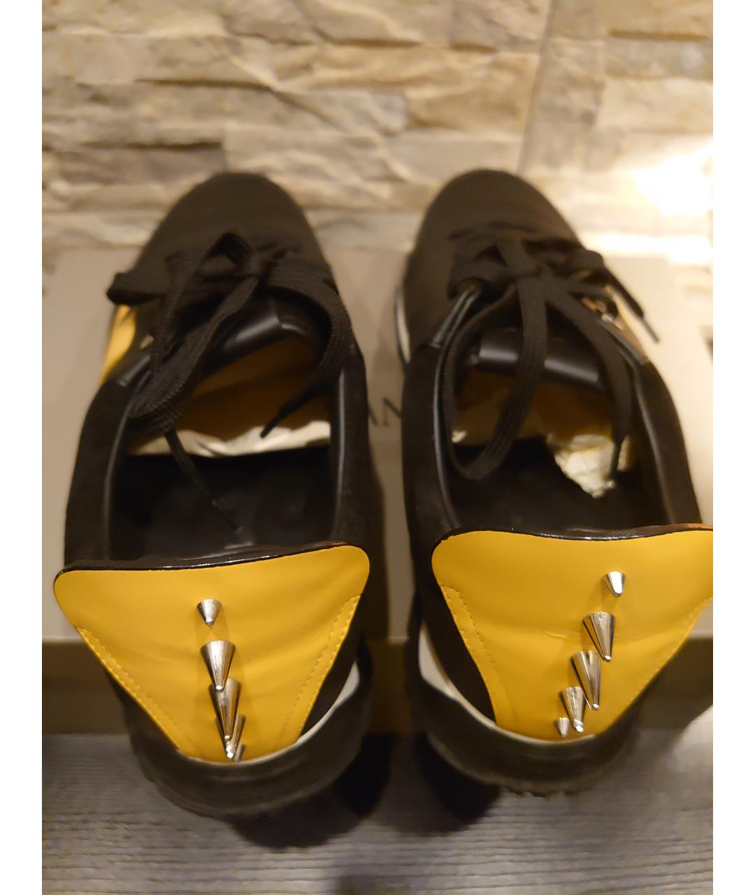 FENDI Черные кожаные низкие кроссовки / кеды, фото 3