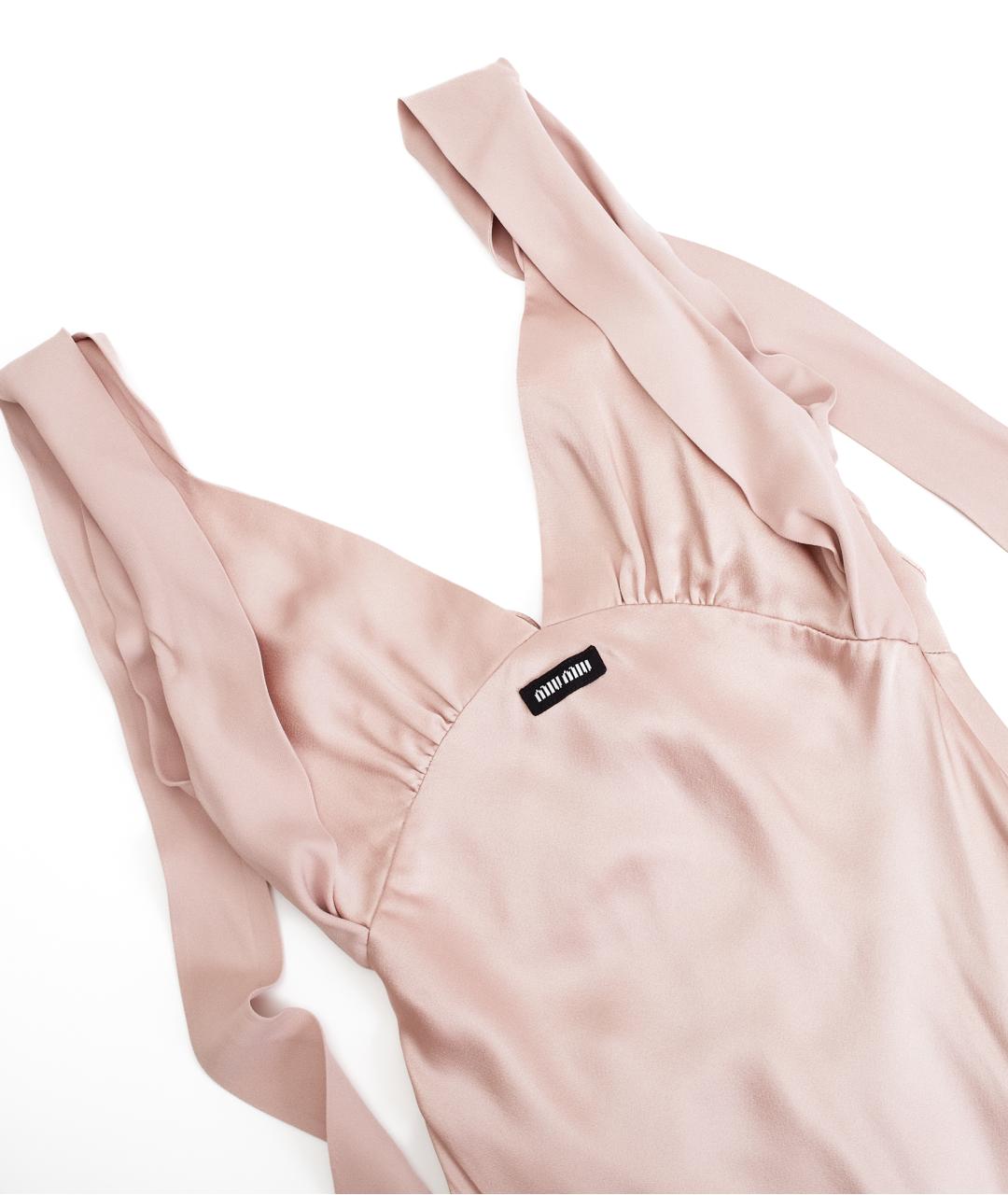 MIU MIU Розовое ацетатное коктейльное платье, фото 3