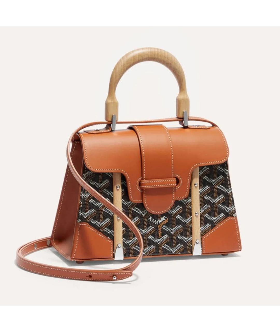 GOYARD Коричневая кожаная сумка с короткими ручками, фото 6