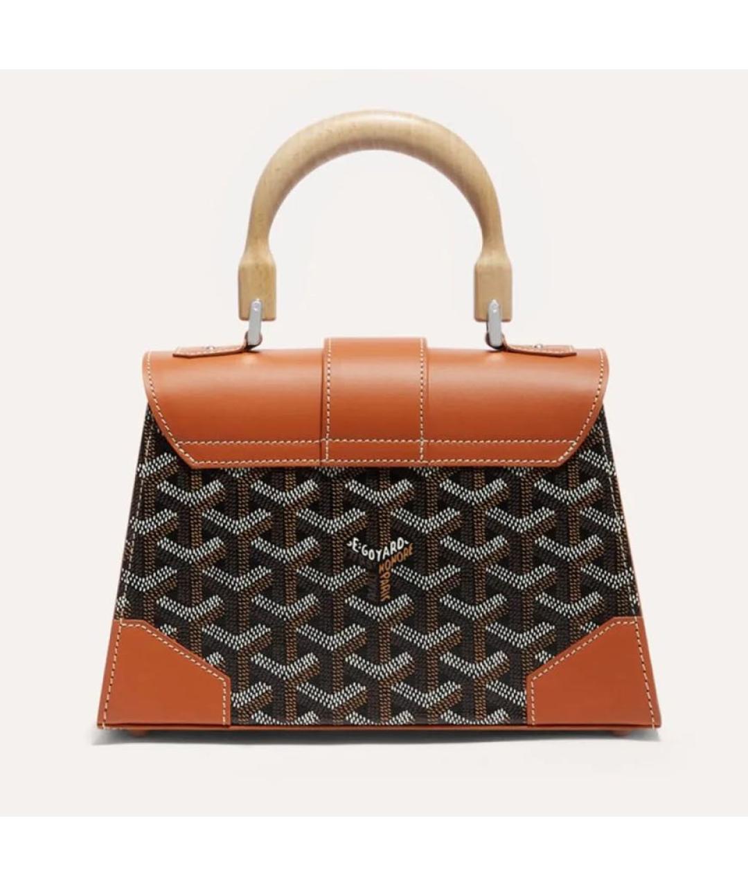 GOYARD Коричневая кожаная сумка с короткими ручками, фото 3