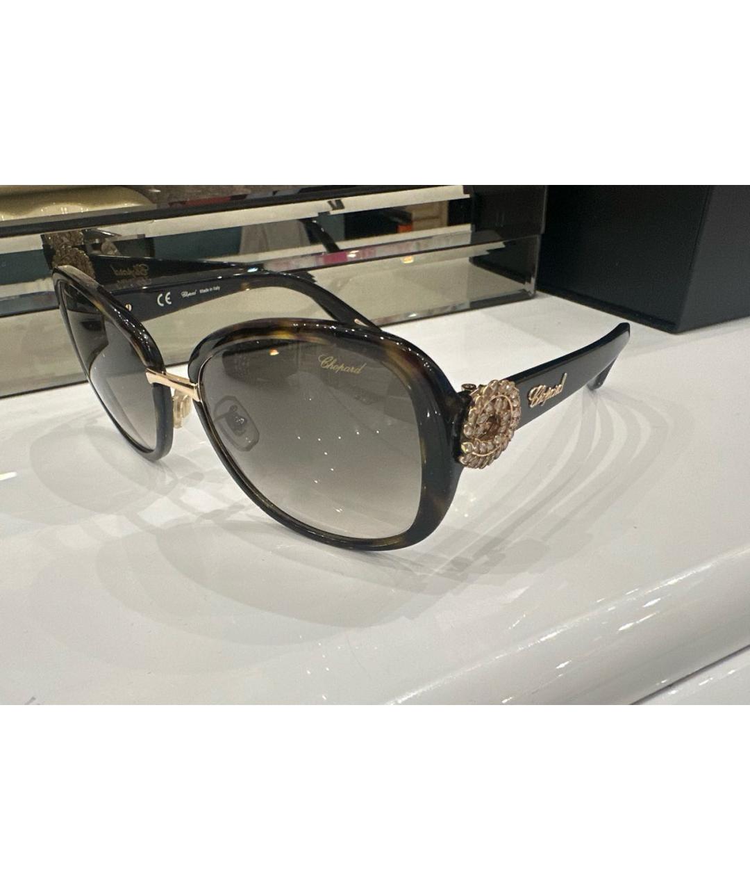 CHOPARD Коричневые пластиковые солнцезащитные очки, фото 3