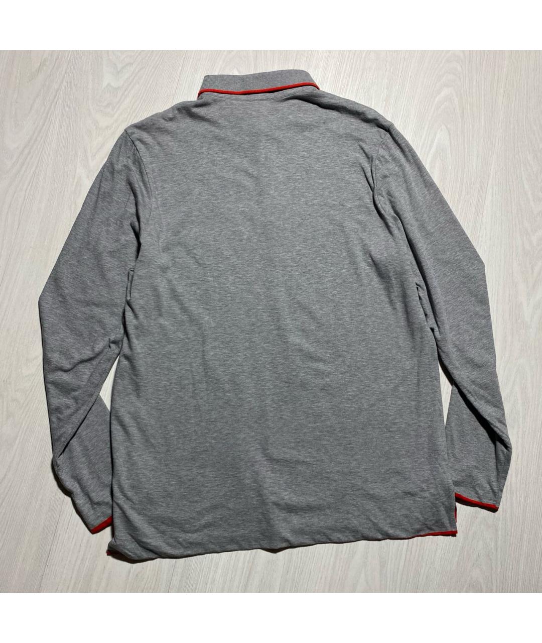 HUGO BOSS Серое хлопковое поло с длинным рукавом, фото 7