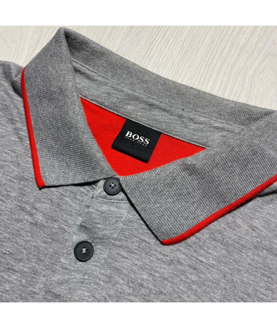 HUGO BOSS Серое хлопковое поло с длинным рукавом, фото 3