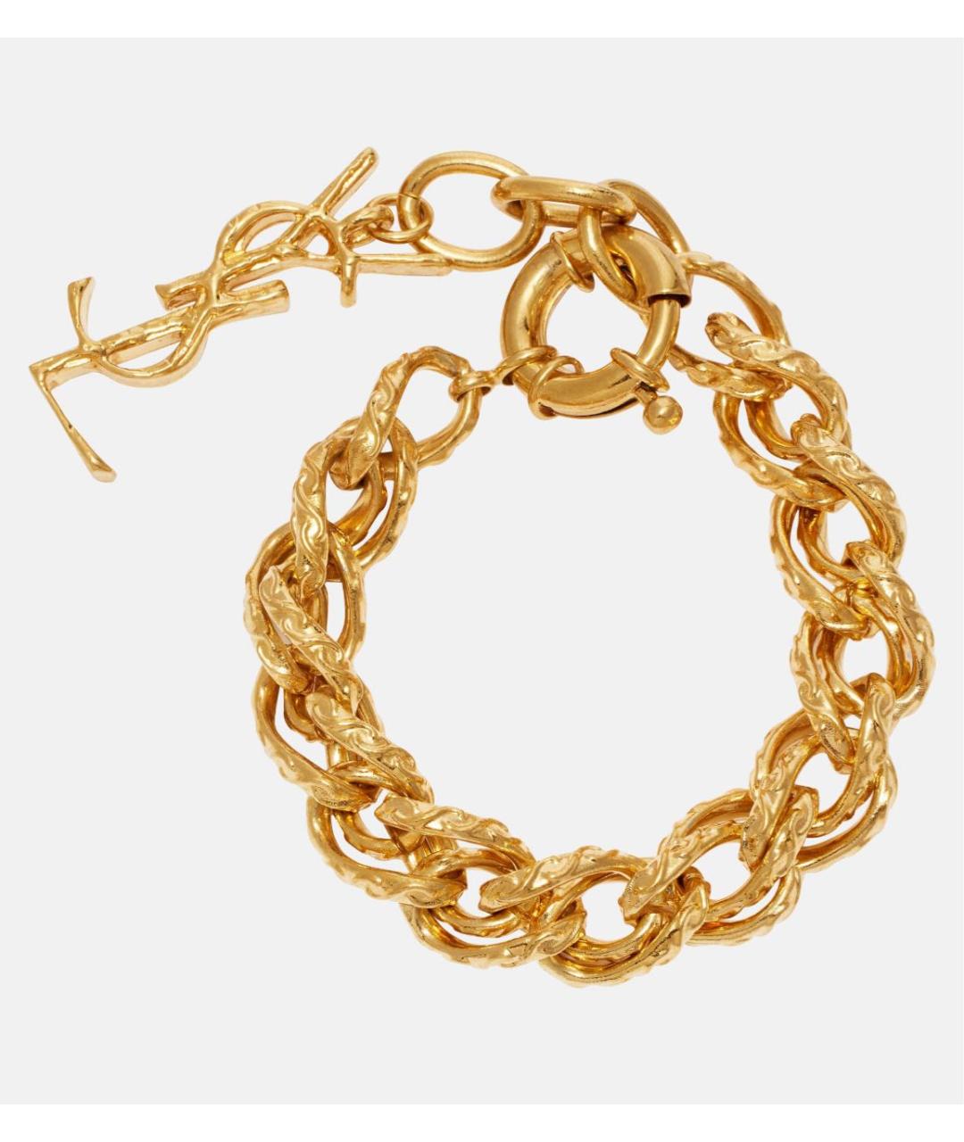 SAINT LAURENT Золотой латунный браслет, фото 9
