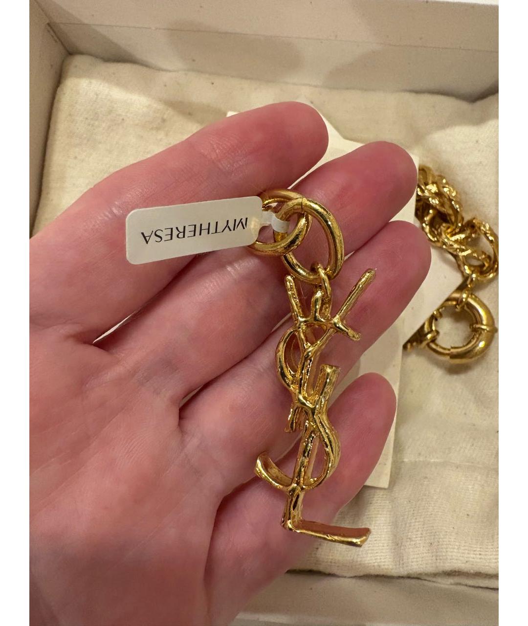 SAINT LAURENT Золотой латунный браслет, фото 5