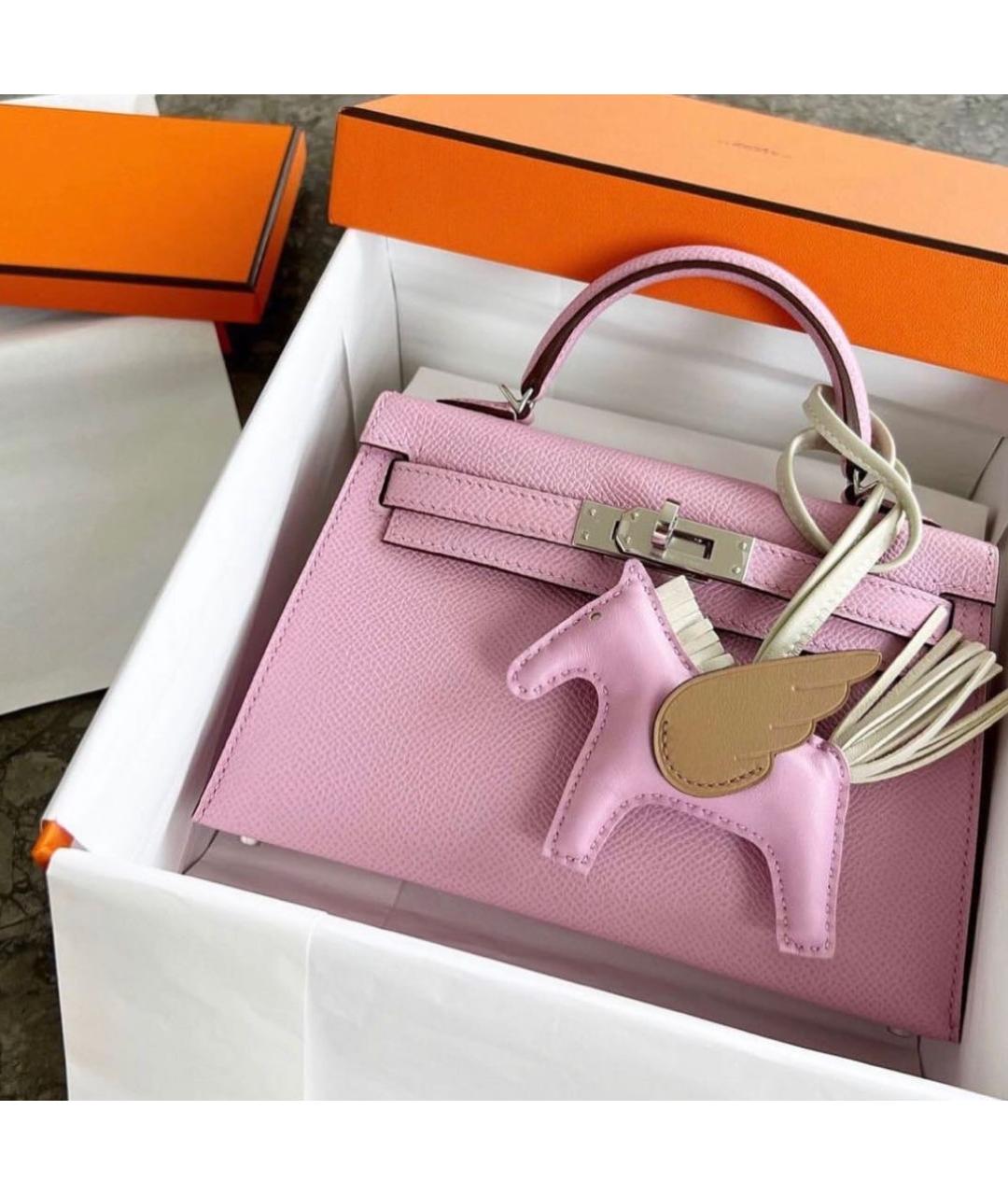 HERMES Розовая кожаная сумка с короткими ручками, фото 2