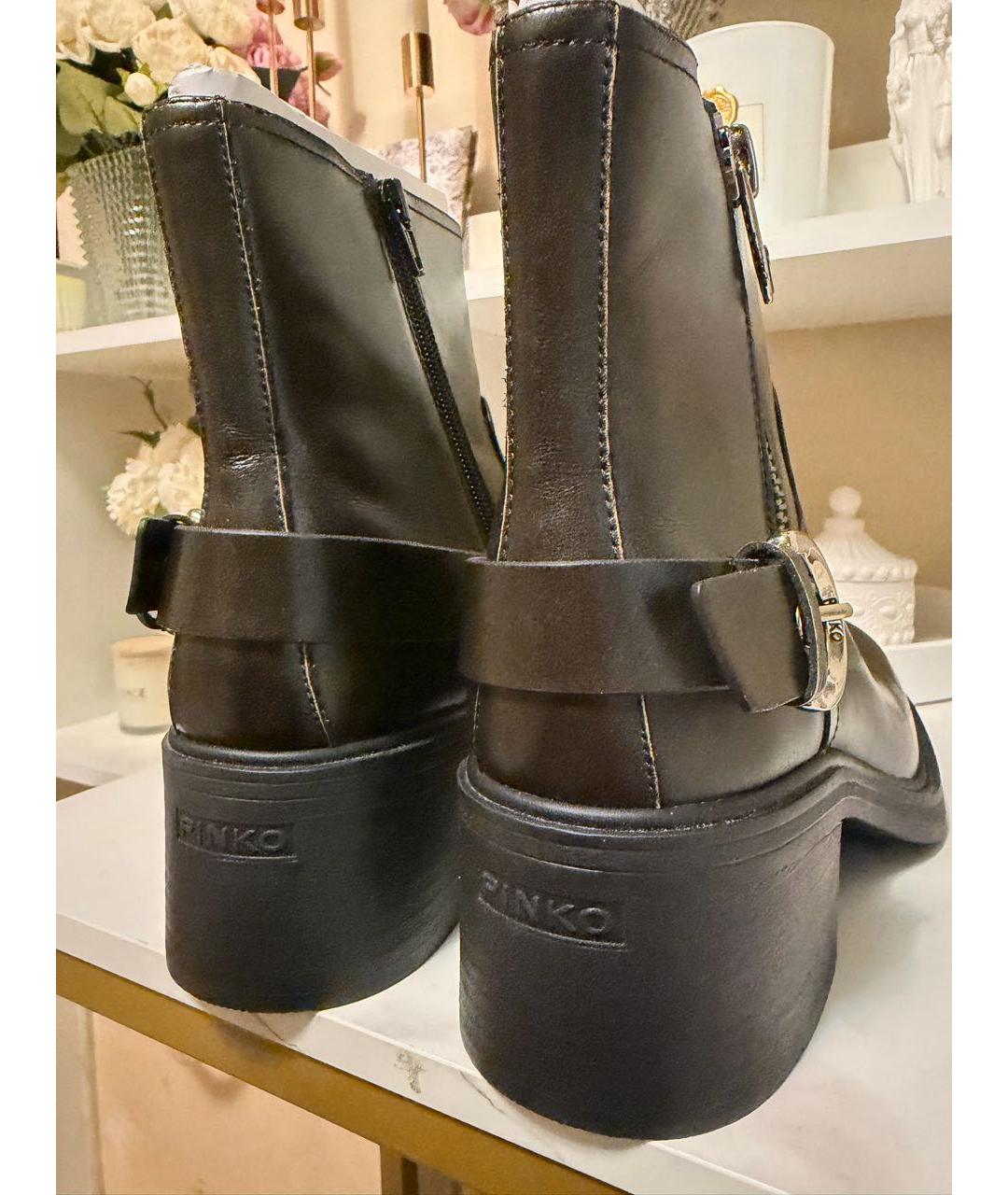 PINKO Коричневые кожаные ботильоны, фото 5