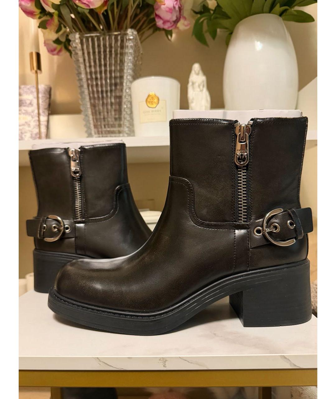 PINKO Коричневые кожаные ботильоны, фото 2