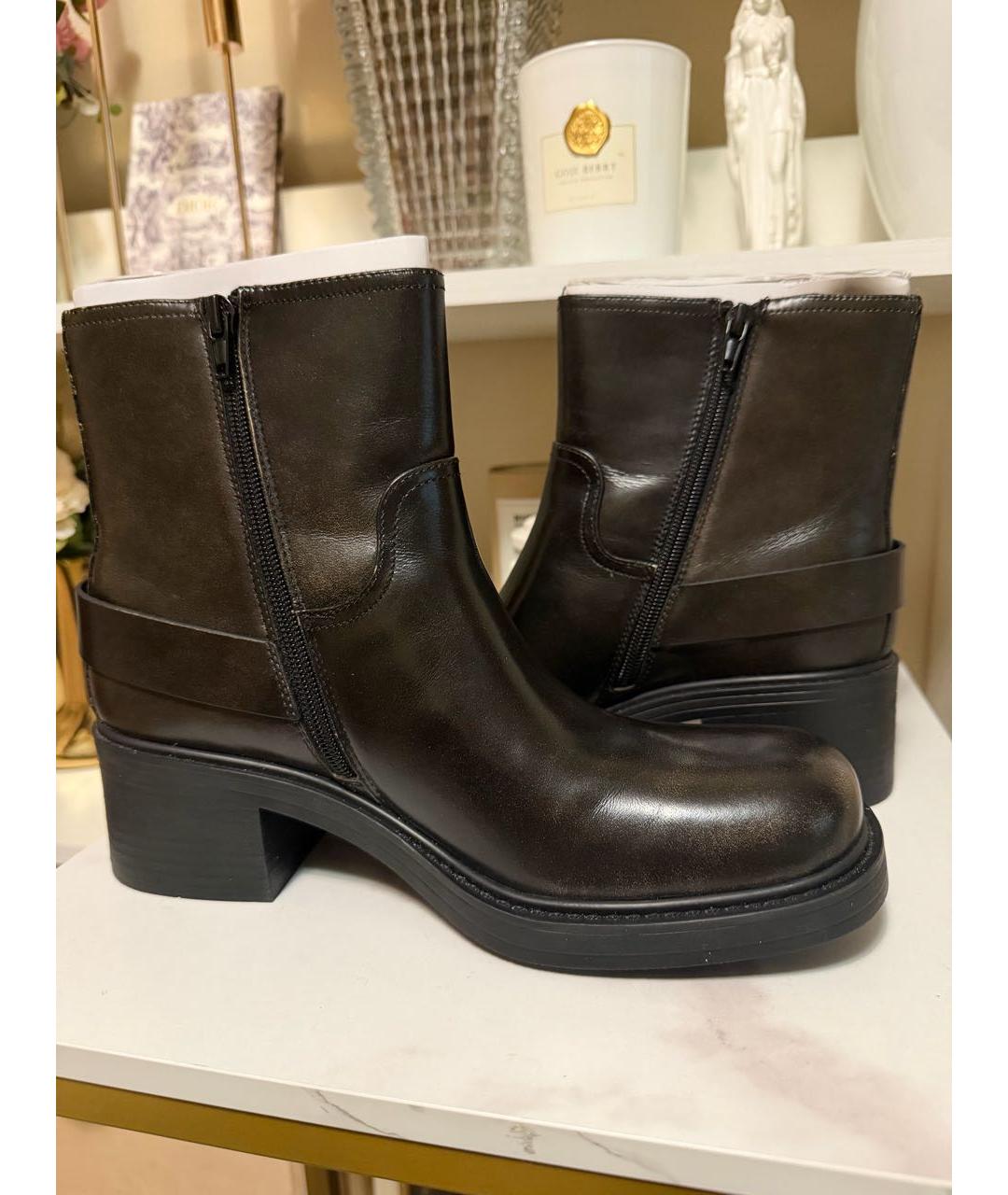 PINKO Коричневые кожаные ботильоны, фото 4