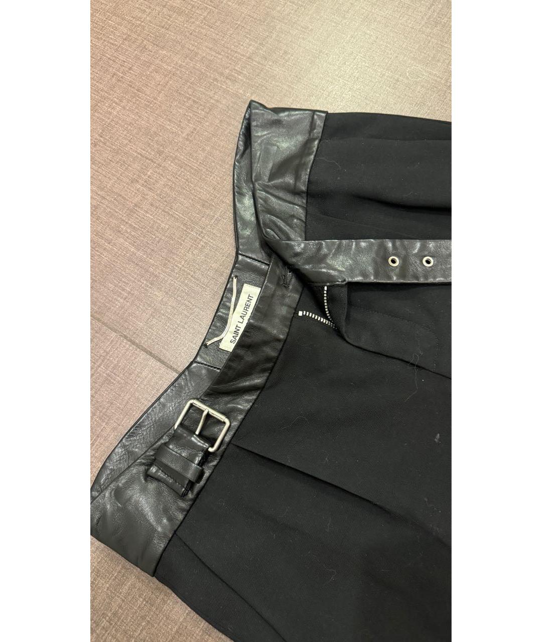 SAINT LAURENT Черные шерстяные брюки узкие, фото 3