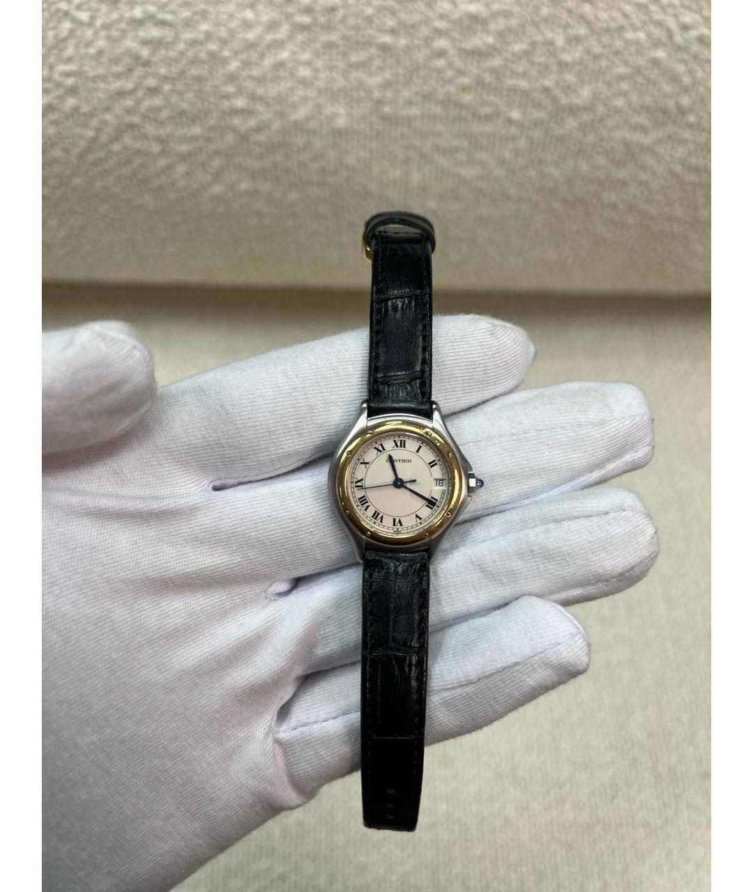 CARTIER Черные позолоченные часы, фото 5