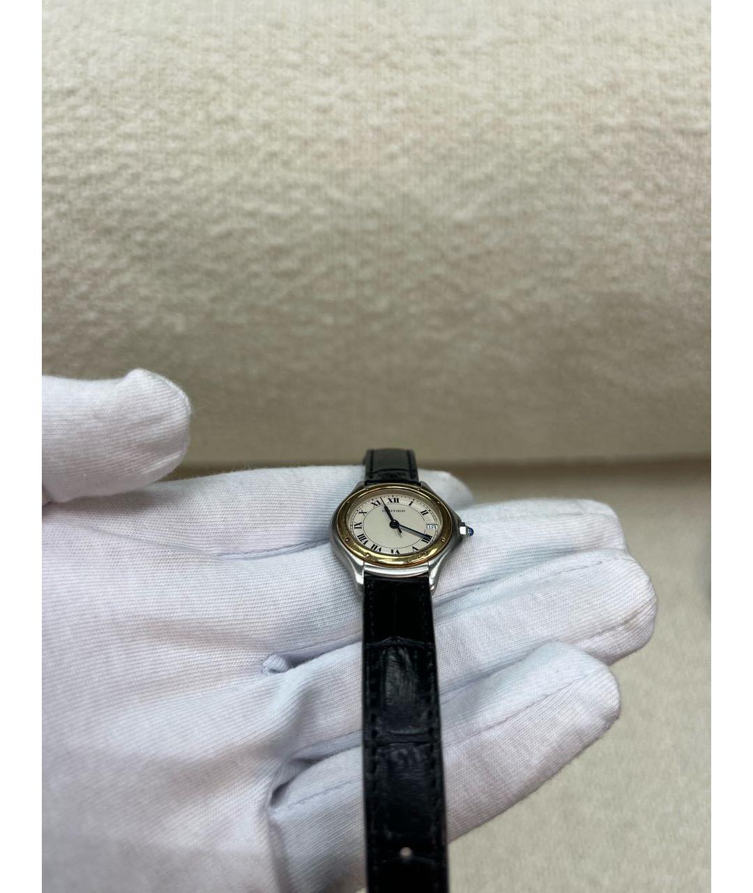 CARTIER Черные позолоченные часы, фото 6