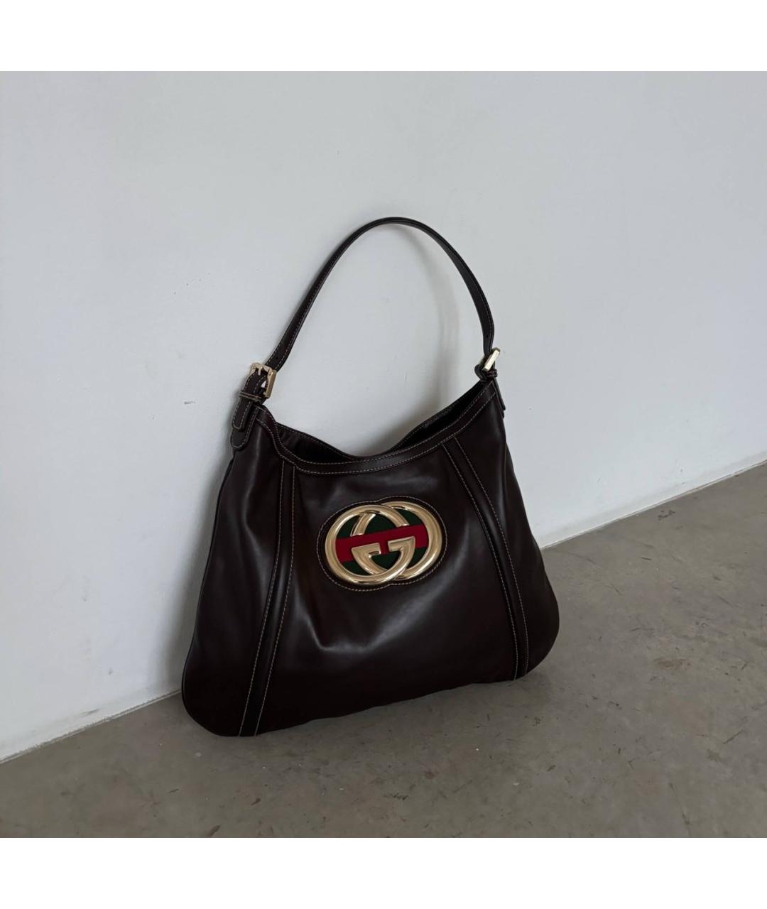 GUCCI Коричневая кожаная сумка тоут, фото 2