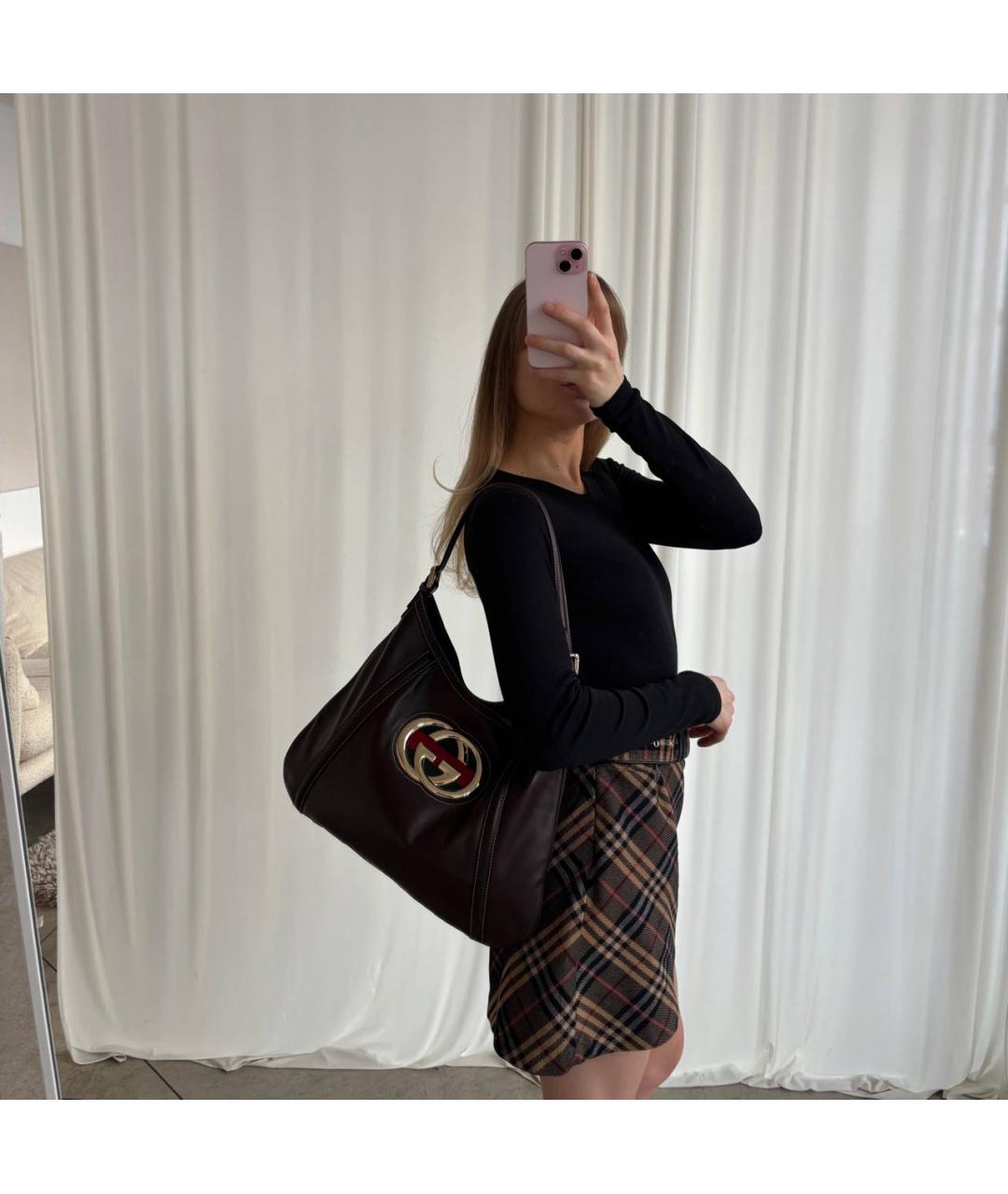 GUCCI Коричневая кожаная сумка тоут, фото 3