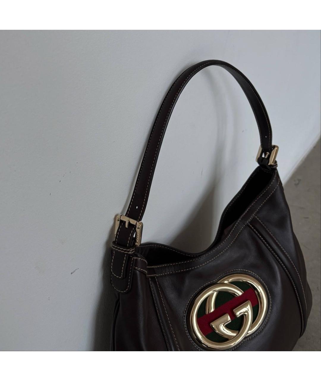 GUCCI Коричневая кожаная сумка тоут, фото 4