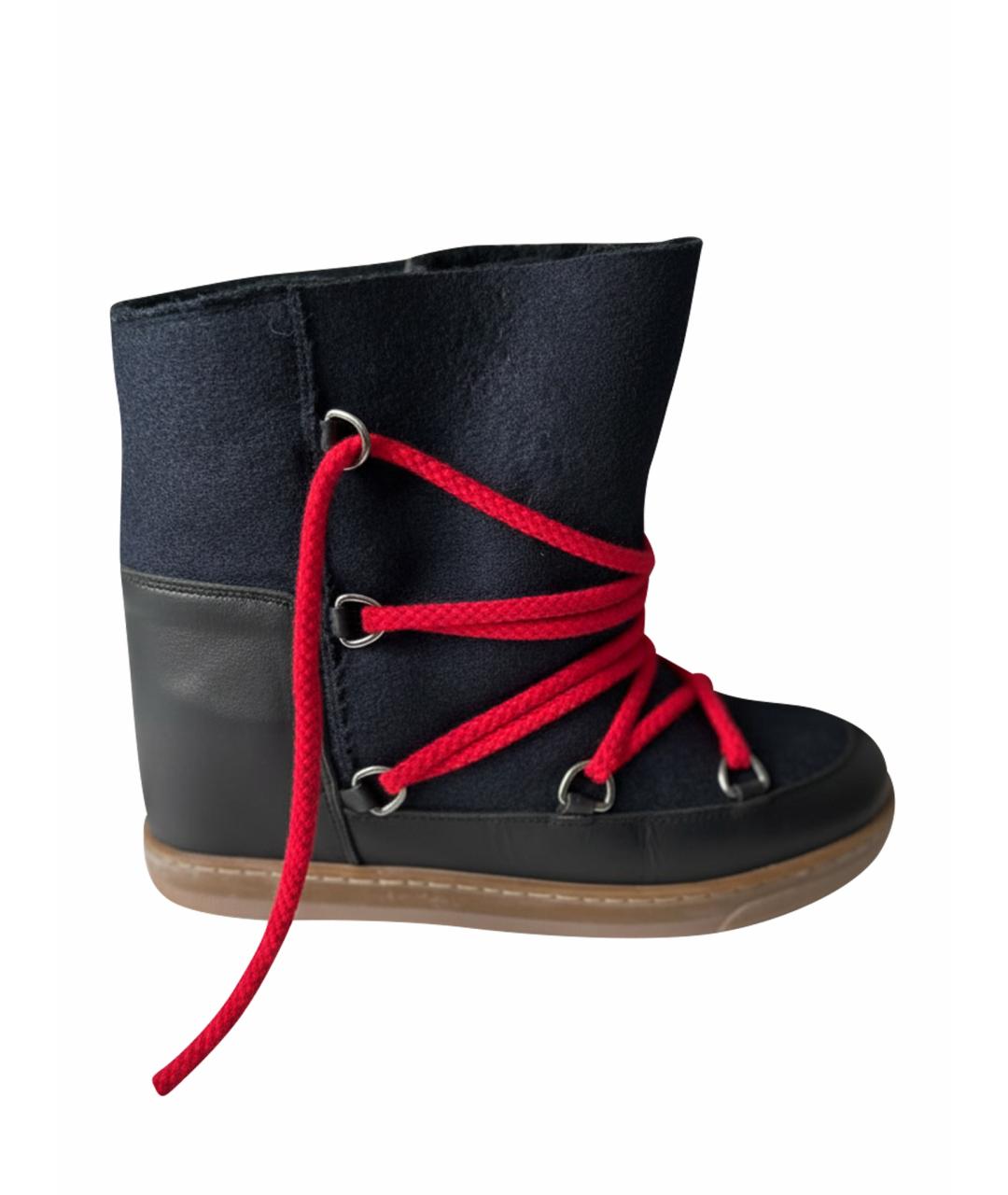 ISABEL MARANT Антрацитовые кожаные ботинки, фото 1