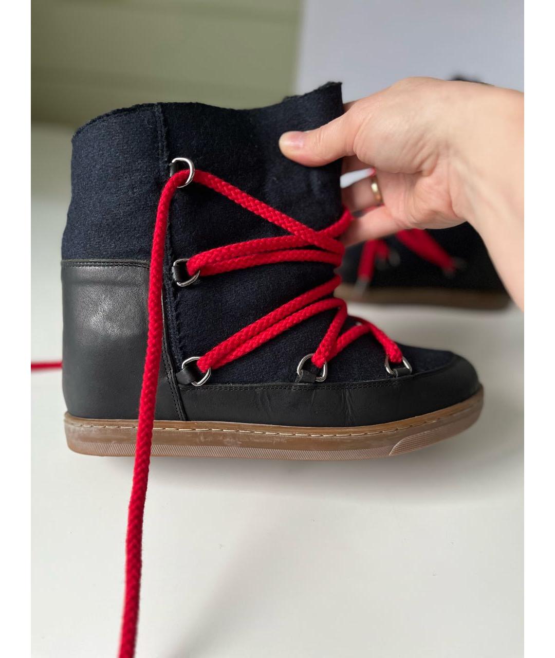 ISABEL MARANT Антрацитовые кожаные ботинки, фото 10