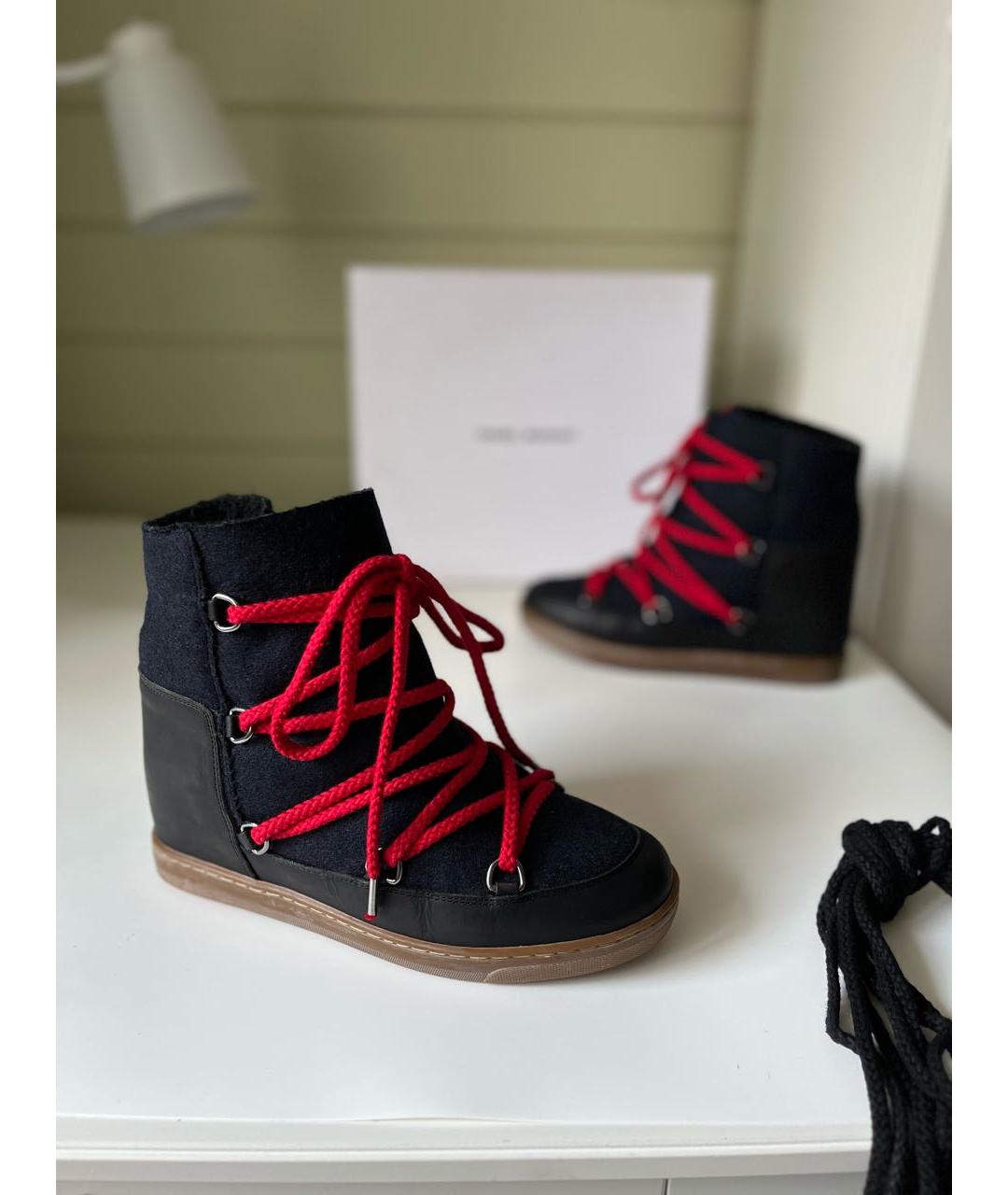 ISABEL MARANT Антрацитовые кожаные ботинки, фото 9