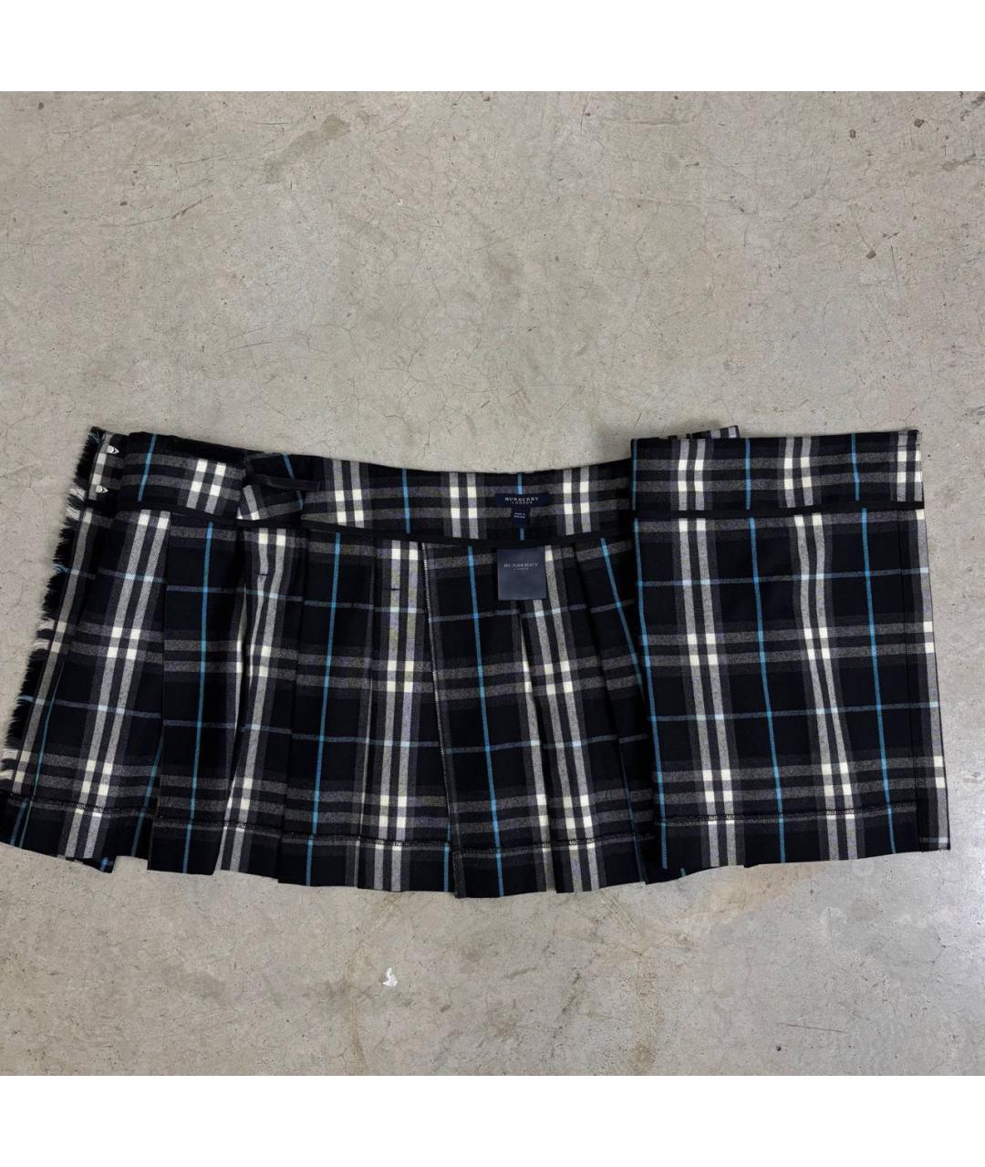 BURBERRY Темно-синяя шерстяная юбка мини, фото 5