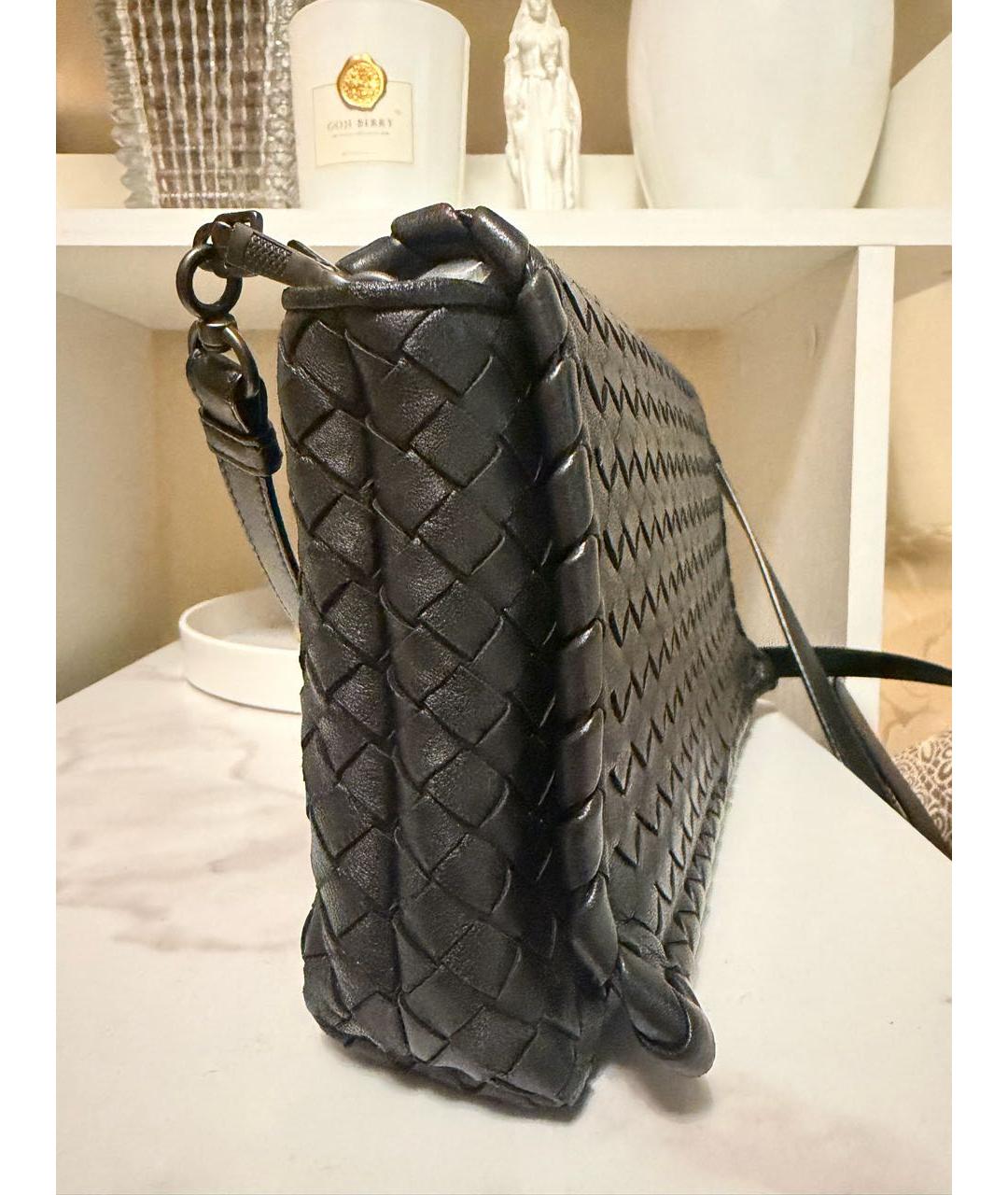BOTTEGA VENETA Черная кожаная сумка через плечо, фото 6