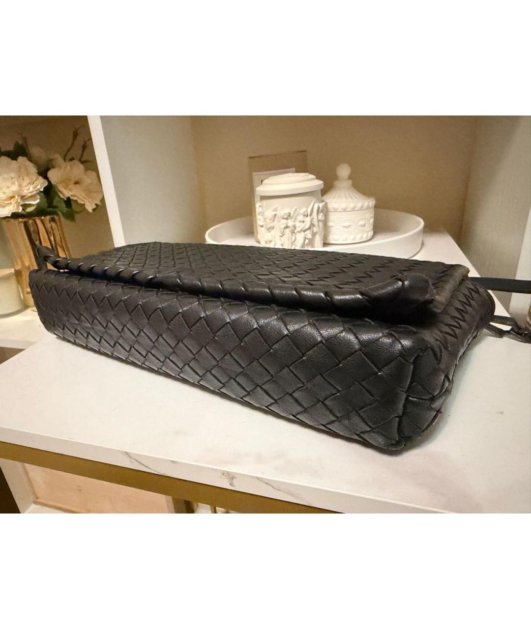 BOTTEGA VENETA Черная кожаная сумка через плечо, фото 5