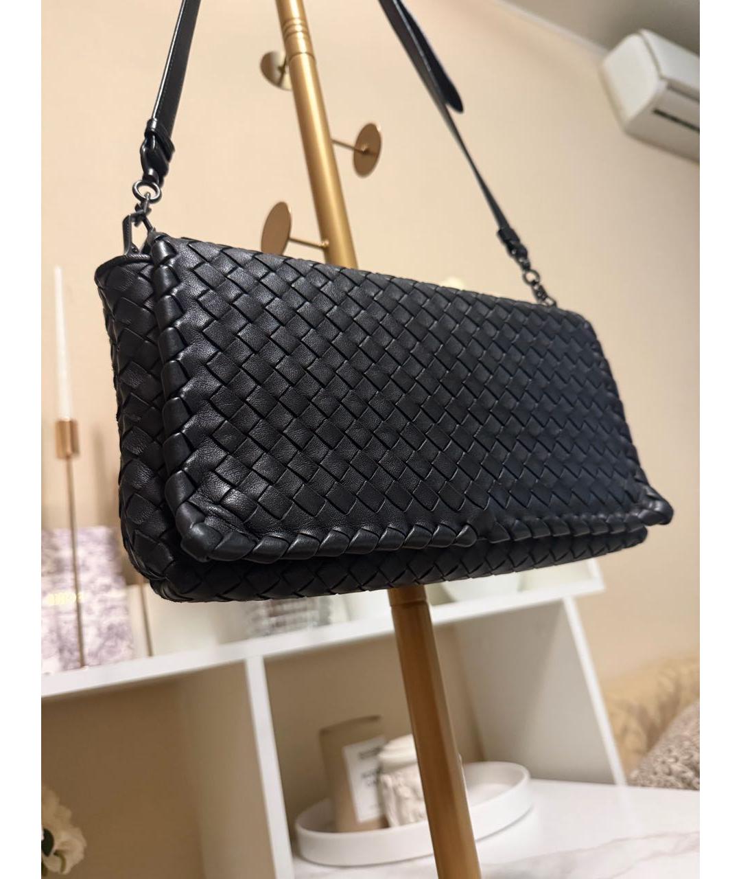 BOTTEGA VENETA Черная кожаная сумка через плечо, фото 3